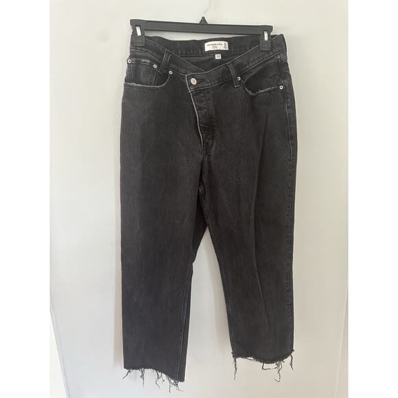 Abercrombie & Fitch Jeans Women 30/10 Curve Dad High Rise Black Denim Capsule - Picture 1 of 7